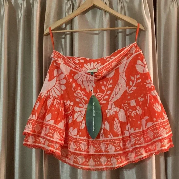 Women's FARM Rio Set Orange Neon Jungle Mini Bohemian Skirt | L /  Top | M - Picture 7 of 15